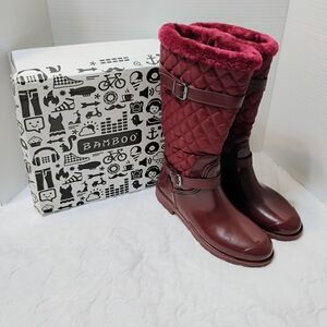 Bamboo Quilted Burgundy Boots